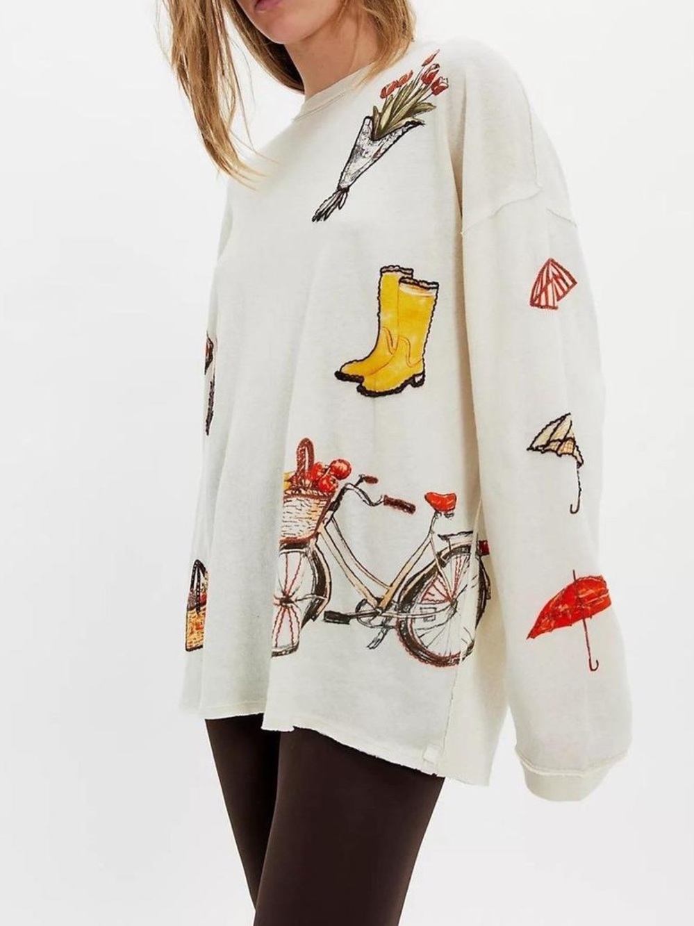 FREE PEOPLE KITE SWEATER, IVORY - XS